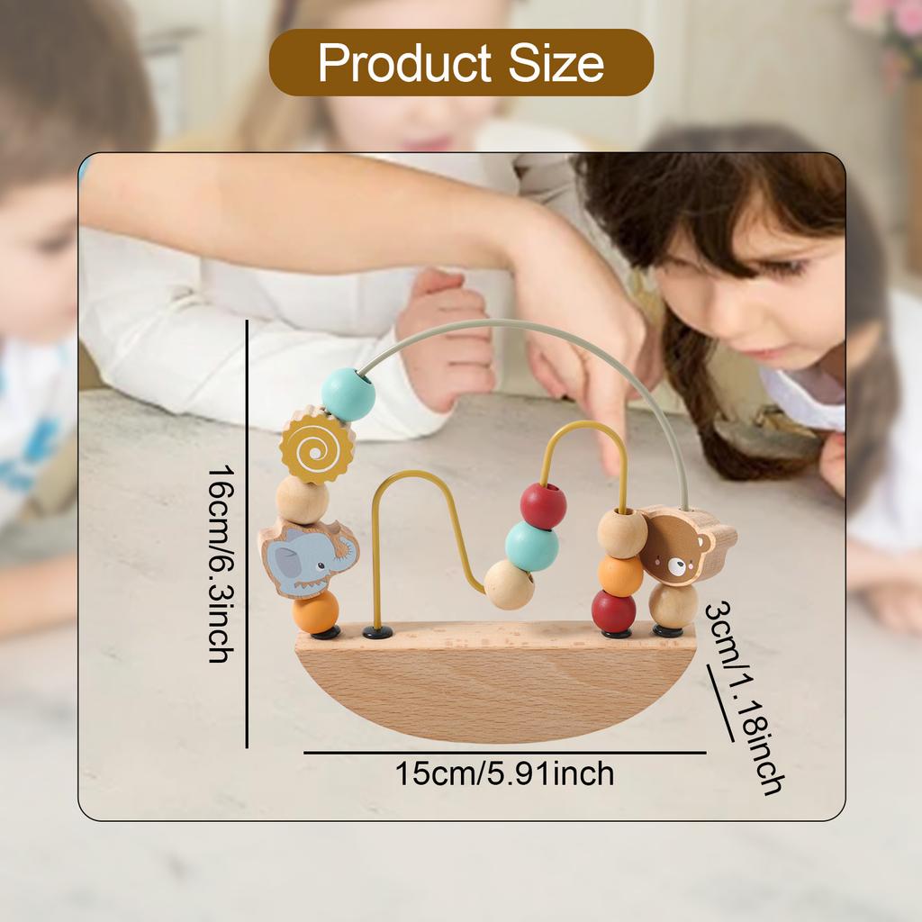 Portable Wooden Bead Maze Toy Wooden Circles Bead Wire Maze Abacus Puzzle Toys for Learning Counting with Wire Frame