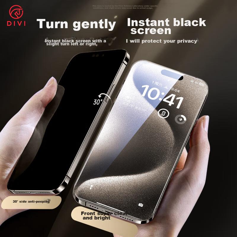 DIVI Corning Screen Protector 2 Sets Tempered Glass Film for Apple IPhone 15 Pro Max, Full Screen Protection, Anti-Fingerprint, Anti-Dust