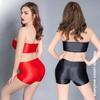 European & American High-Gloss Tube Top & Boxer Shorts Two-Piece Sexy Lingerie Set