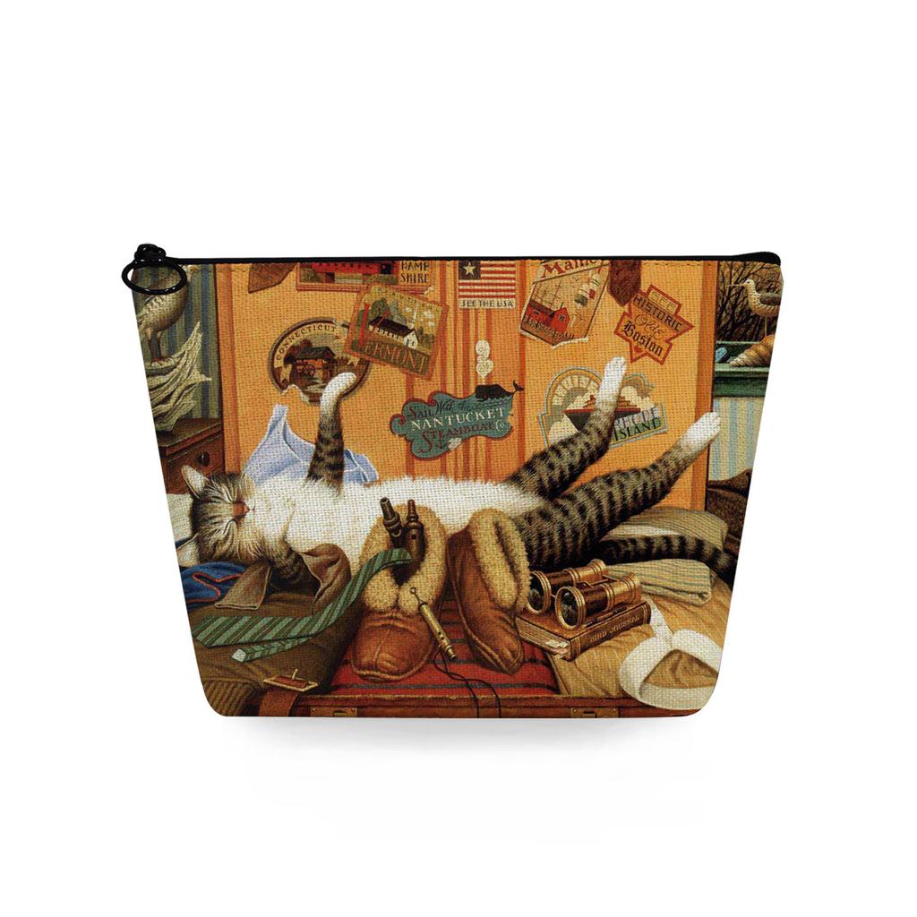 Женская косметичка с принтом кошки, органайзер для туалетных принадлежностей, дорожный чехол для хранения 6784