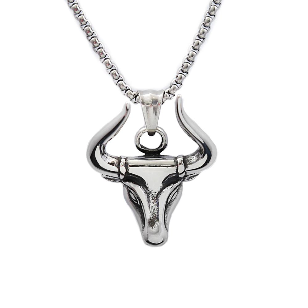 Винтажное Креативное Высокополированное Нержавеющая Сталь Голова Быка Ожерелье Панк Персонализированное Мужское Животное Подвеска Ювелирные Изделия Подарки