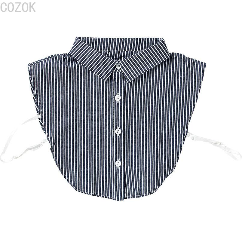 Women's Solid Colour Black White Vertical Small Flip Collar Versatile Shirt Jumper Jumper Fashion Lace False Collar Four Seasons