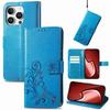 Leather Wallet Flip Case for Huawei Nova 15 14 13 12 12S 11 9 Ultra Pro SE Y72 Y63 Y73 9 Embossed Clover Floral Design