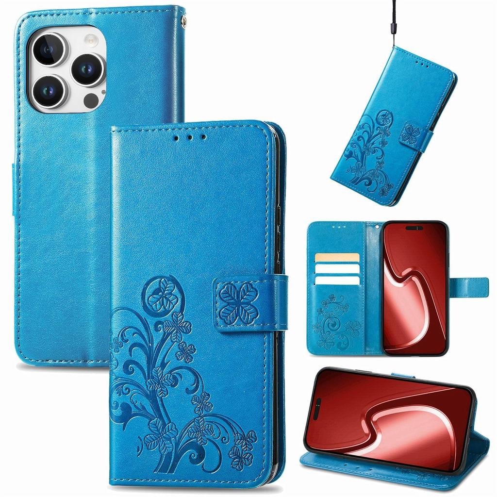 Leather Wallet Flip Case for Huawei Nova 15 14 13 12 12S 11 9 Ultra Pro SE Y72 Y63 Y73 9 Embossed Clover Floral Design
