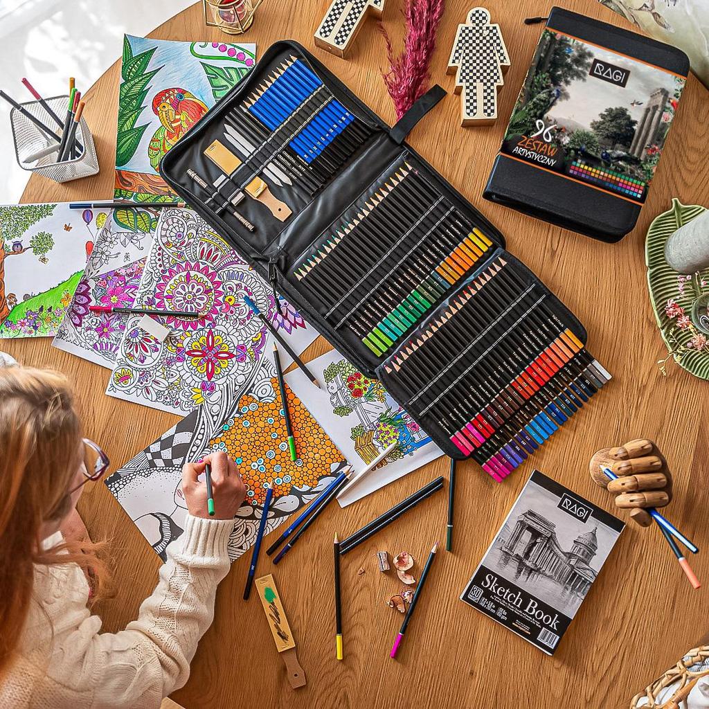 100 цветных и эскизных карандашей, набор для рисования и раскрашивания, для взрослых и детей