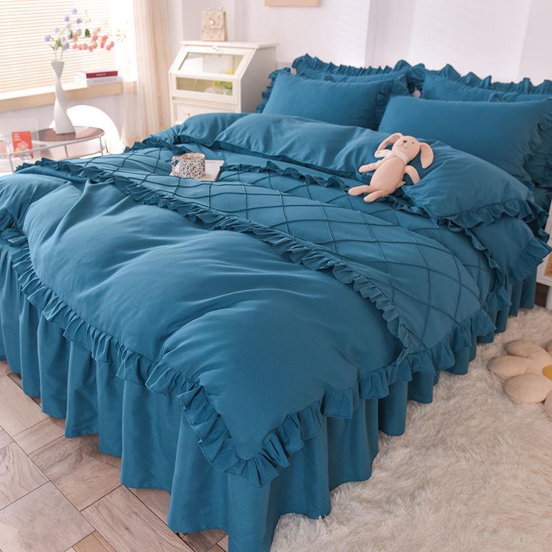 Кружевной постельный подзор из четырех частей, европейская атмосфера, простое одеяло, покрывало, простыня, постельное белье