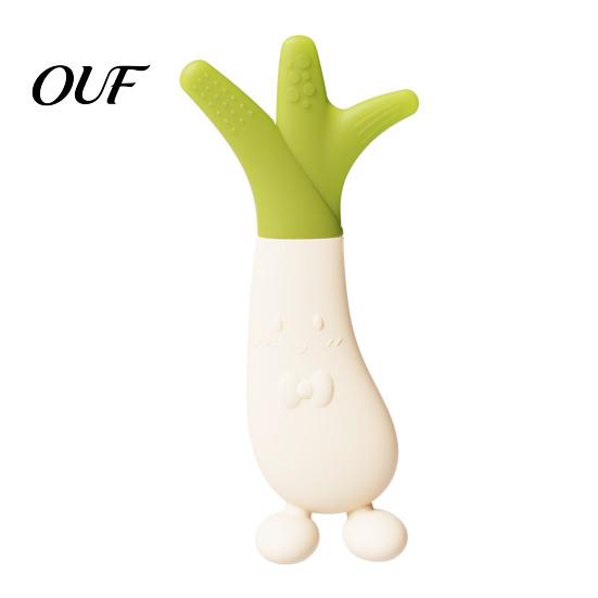 Baby Gum Massage Tool Silicone Carrot Teether, Food-Grade BPA-Free Chew Toy for 3-6 BPA Free Teething Months, Soothing Massager, Boil-Safe Infant