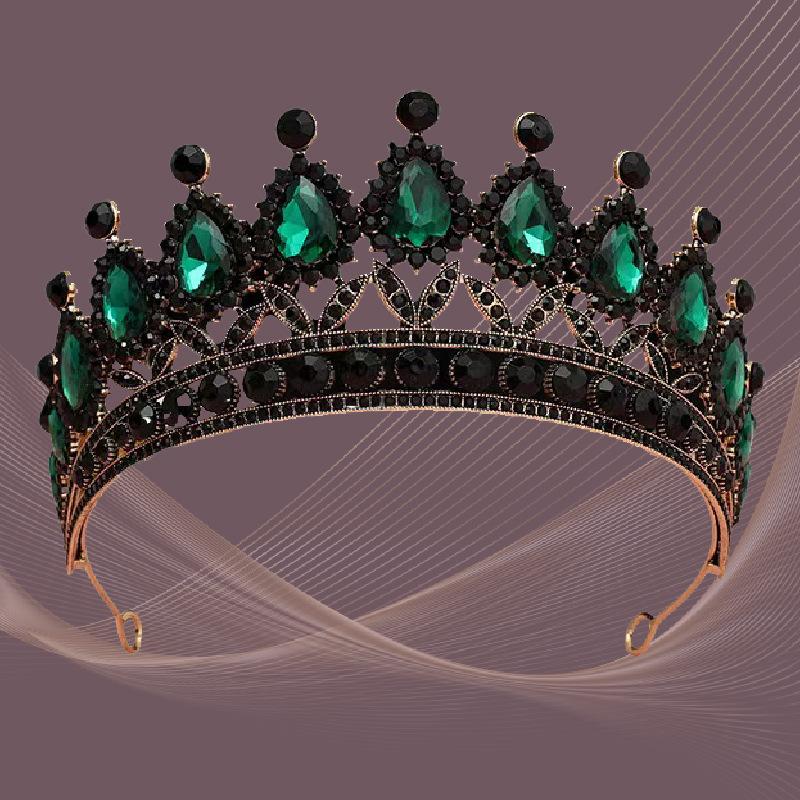 Wedding Tiara Bridal Crown Baroque Water Drop Crystal Crown Birthday Wedding Color Crystal Alloy Large Crown