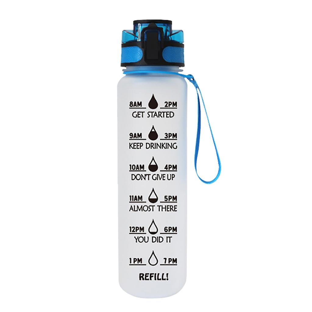 Large Water Bottle With Motivational Time & Removable Strainer, For Fitness, Gym And Outdoor Sports