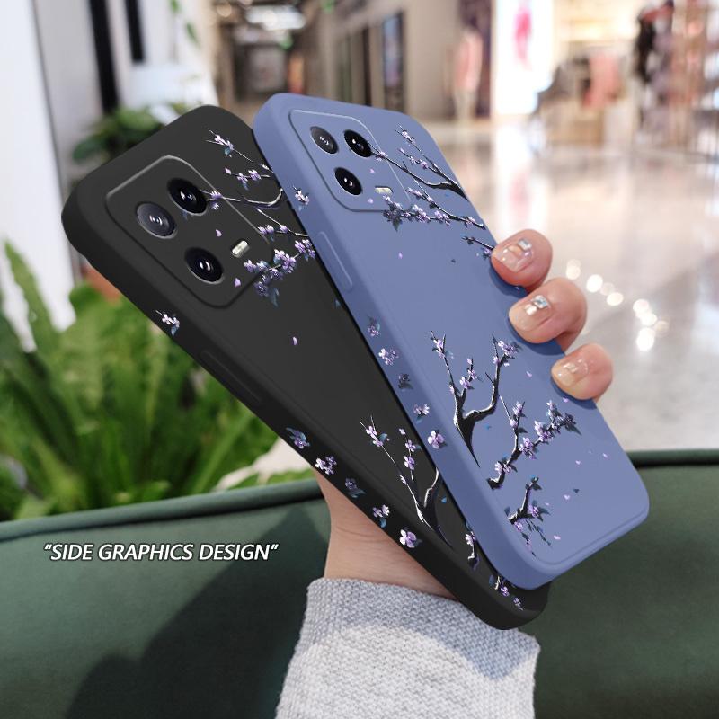 Фиолетовый Цветочный Дождь Чехол для Телефона Для Xiaomi 17 15 15T 14 14T 13 13T 12 12X 12T 12S Mi 11 11T 10 10T Pro Max Lite Жидкий Силикон Co