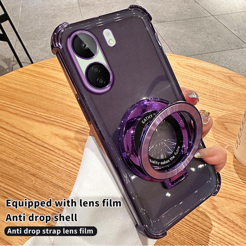 Противоударный магнитный чехол-подставка с подушкой безопасности и объективом для Redmi 13C 12C 12 10 10C 9 9A K50 K60 K70 Pro Redmi Note 13 12 11 10 Pro 9s 13R Xiaomi 14 13 Pro