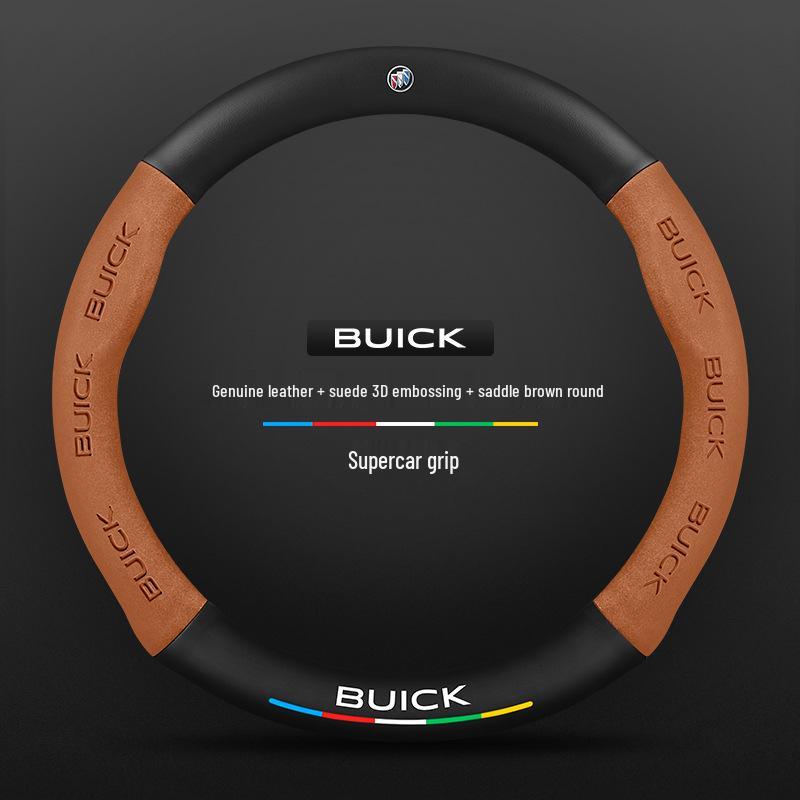 Genuine Leather Steering Wheel Cover for Buick: Encore, Verano, Excelle, Regal, LaCrosse, GL8
