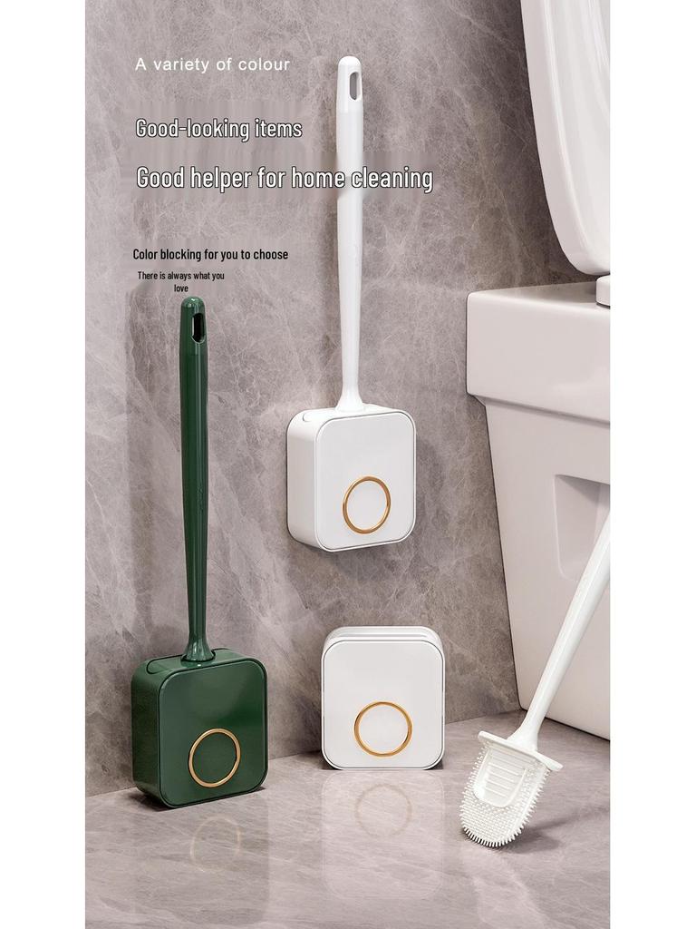 Luxury Wall-Mounted Silicone Toilet Brush Set - No Dead Angle Design