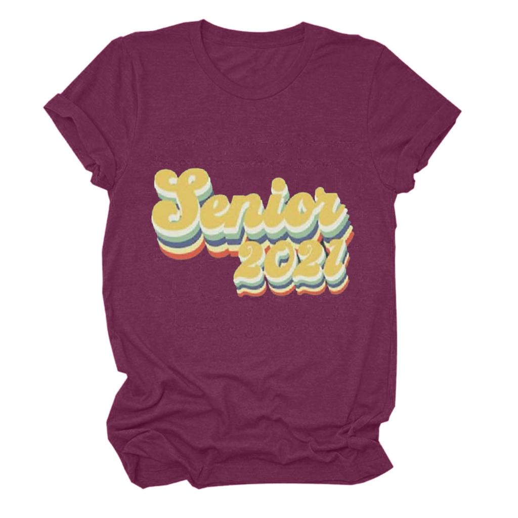 Women Casual Letters Print Shirt Short Sleeve Tee Tops Tunic