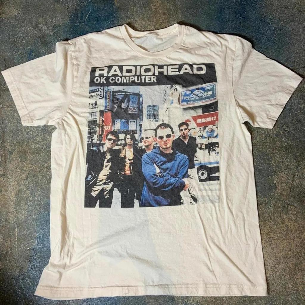 Новая хлопковая футболка с принтом, суперэластичная, повседневная, RADIOHEAD THE BENDS, винтажная, унисекс, повседневный принт, круглый вырез, свободная, оверсайз