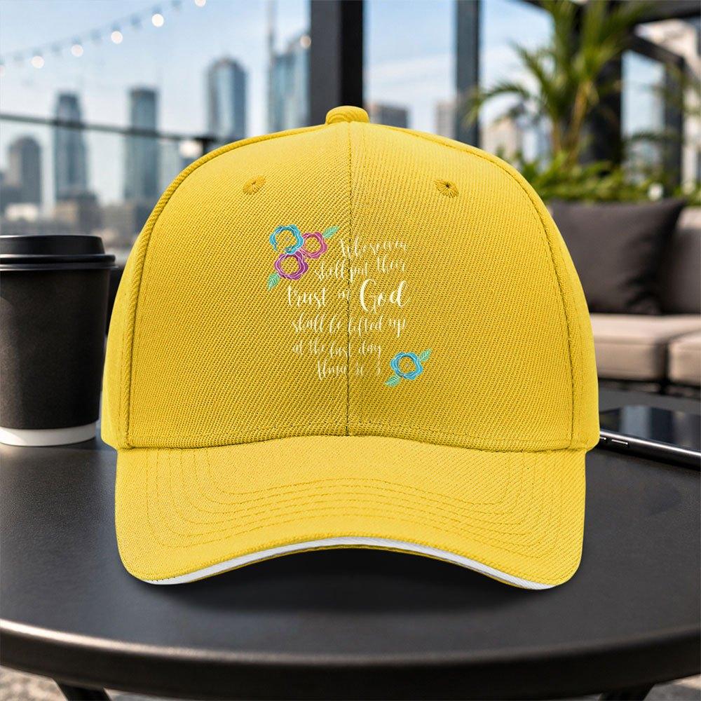 Religious Slogan Floral Hamburger Baseball Cap Unisex Adjustable Dad Hat For Travel Daily Wear Multiple Colors