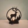 1pcs Creative Ornaments, Candlesticks, Metallic Black Wrought Iron, Elk Christmas Glowing Decorations Crafts