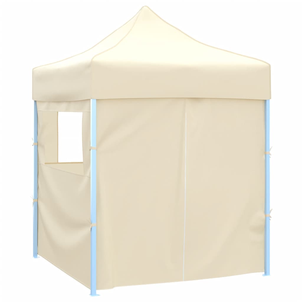 Professional Foldable Party Tent with 4 Side Walls 2*2 m Steel Frame Cream Color