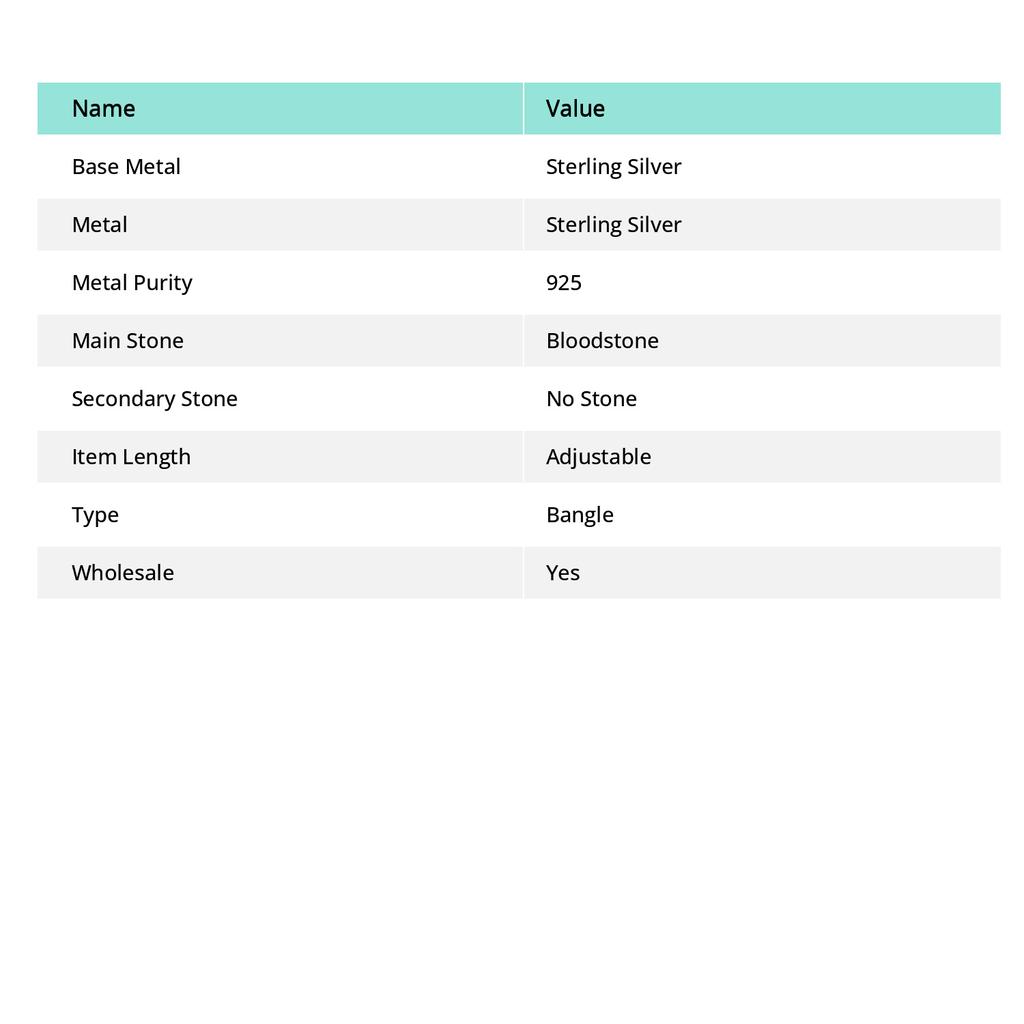Манжета ручной работы из натурального кровавого камня, браслет из стерлингового серебра 925 пробы, регулируемый. с7Р59