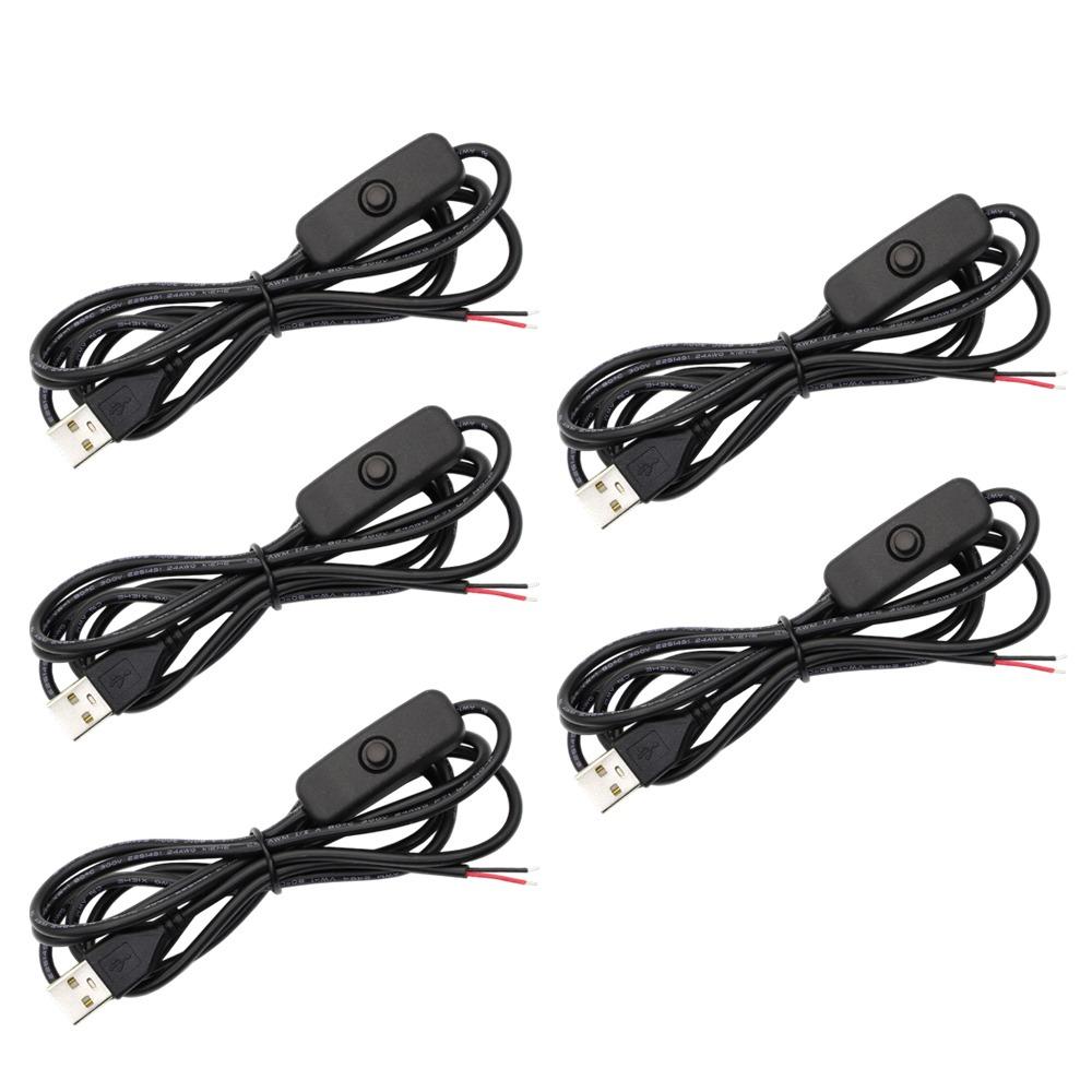 5Pcs 1.5M USB Power Supply Wire 5V ON OFF Switch Cable USB Extension Cable  for USB Fan Desk Light