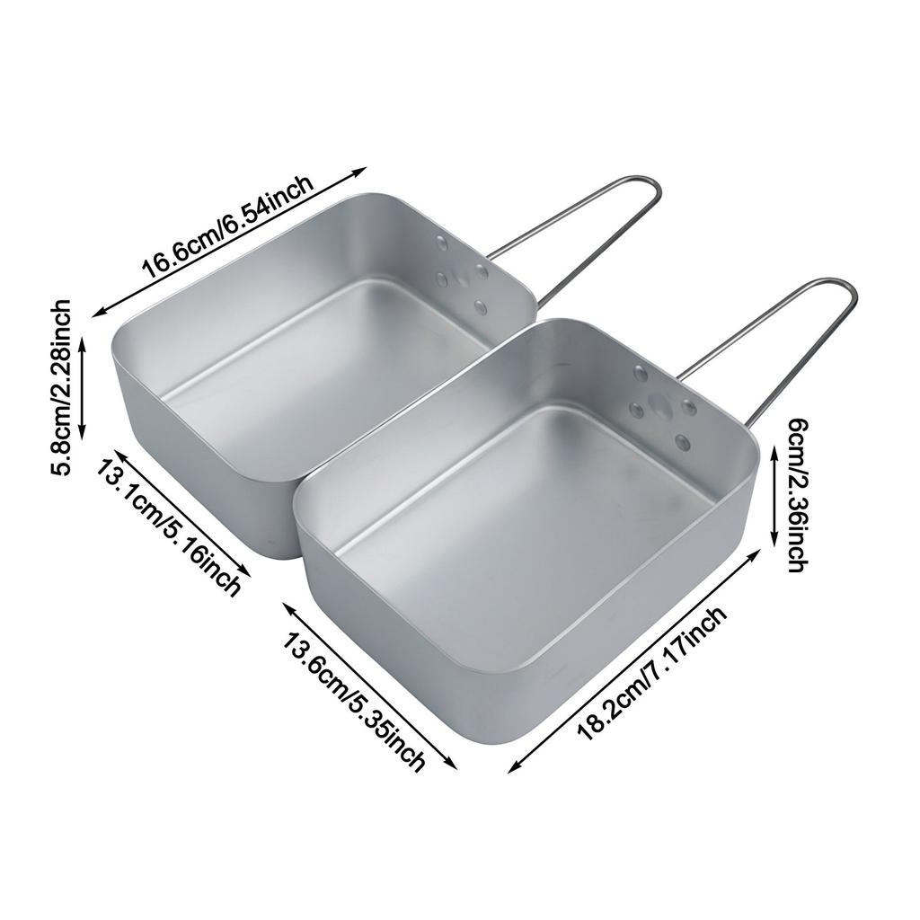 Aluminum Two-Piece Lunch Box Set Lightweight Portable Design for Outdoor Use Camping Picnic Travel