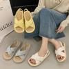 Fashion Fashion Thick Soled Casual Sandals for Women Summer 2025 New Cross Strap Open Toes Breathable Comfortable Versatile Beach Flats