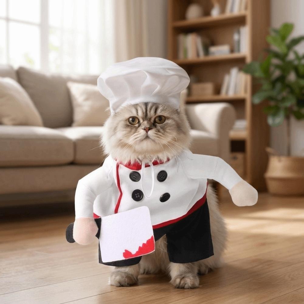 Comfortable Pet Funny Chef Costume Adjustable Pet Cook Outfit Cat Party Dressed Up Festival