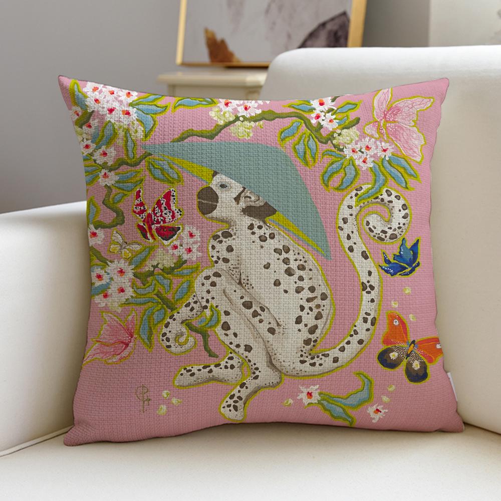 Paige Gemmel MonkeyS Cushion Cover Breathable and skinfriendly linen pillowcase square removable and washable cushion