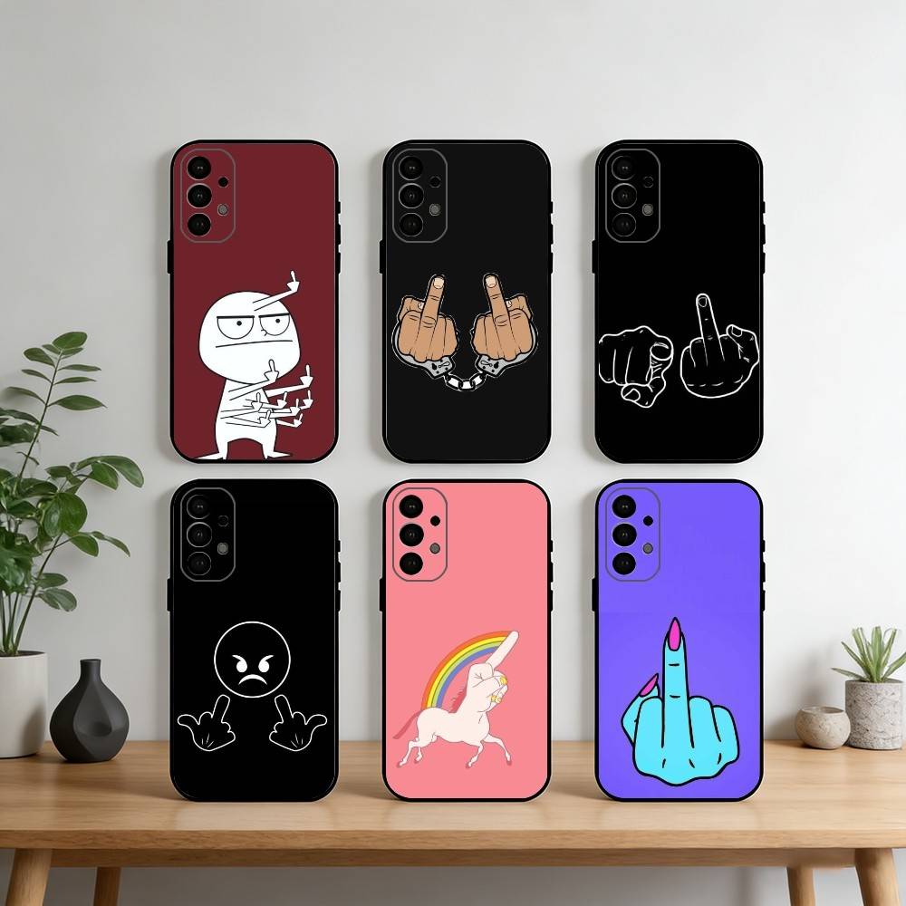 Funny M-Middle Finger Phone Case For Samsung S25,S24,S21,S22,S23,S30,Ultra,S20,Plus,Fe,Note,10,9,5G Black Cover