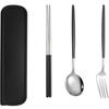 3-Piece Stainless Steel Cutlery Set with Chopsticks, Spoon, and Fork, Includes Case, Lightweight and Portable for Commuting, School, Field T