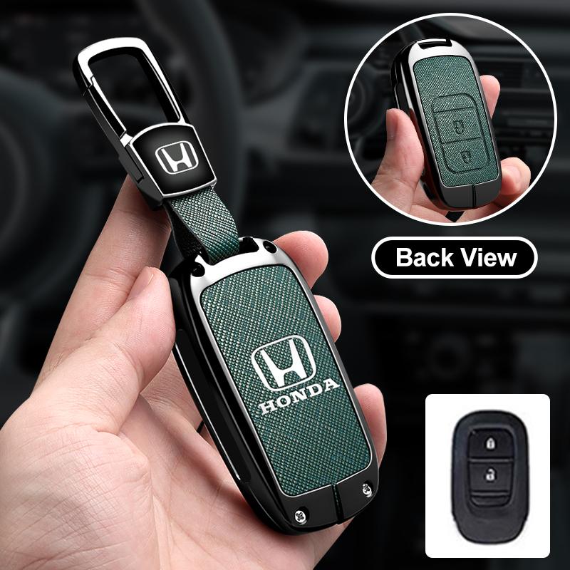 JRBX4 Leather Car Remote Key Case Cover Protector Key 2/3/4 Buttons Shell Fob Keychain For Honda Civic Accord HR-V CR-V CRV 2022 2023