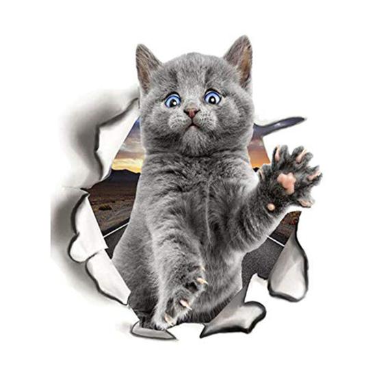 3D творческий дизайн наклейки на стену с изображением котенка ванная комната туалет крышка украшение комнаты