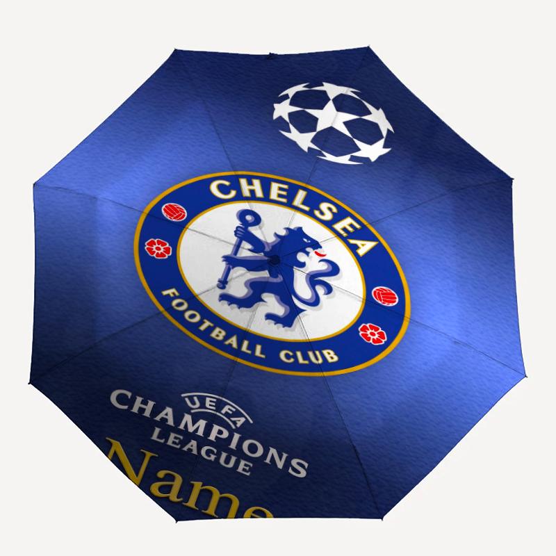 Custom Name Chelsea Football Club Theme Automatic Umbrella, Lightweight & Portable, 8 Rib, Perfect for Outdoor Travel, Birthdays, Christmas, Gifts.