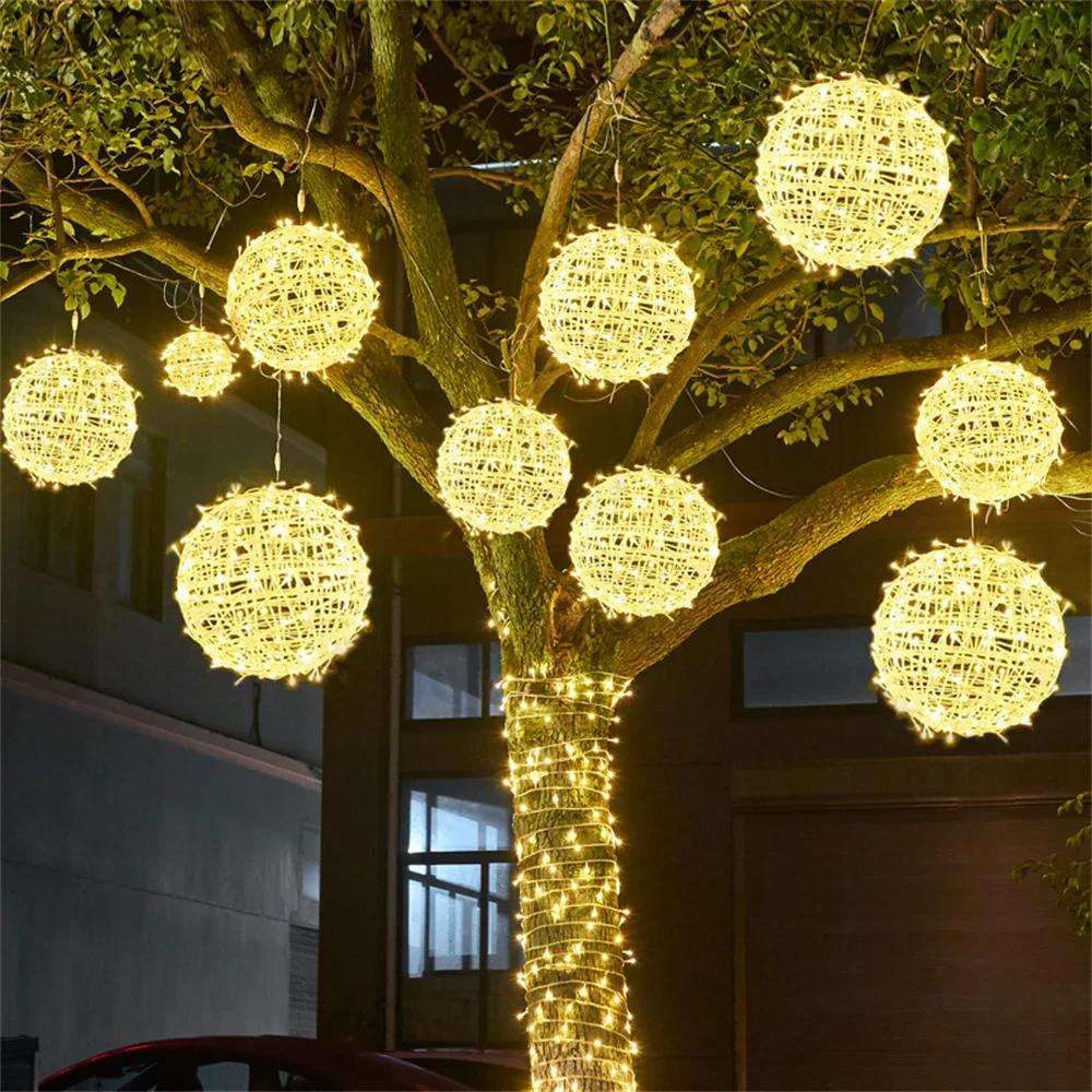 30CM Lantern Ball Fairy String Light Outdoor Globe Ball Hanging Garland Lamp Christmas Tree String Light For Tree Backyard Decor