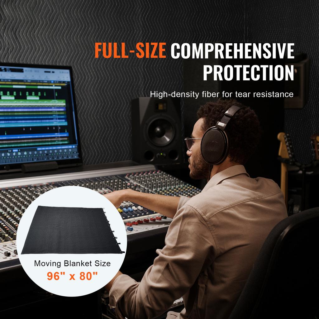 SucceBuy 96" X 80" Sound Dampening Blanket Studio Grommeted with Grommets Light Blocker for Door Acoustic Noise Blocking Blanket