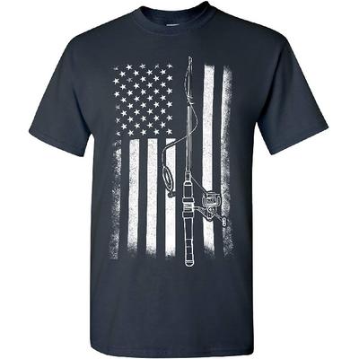 American Flag Fishing T-Shirt, Funny Mens Fishing Shirts, Mens Graphic T-Shirts