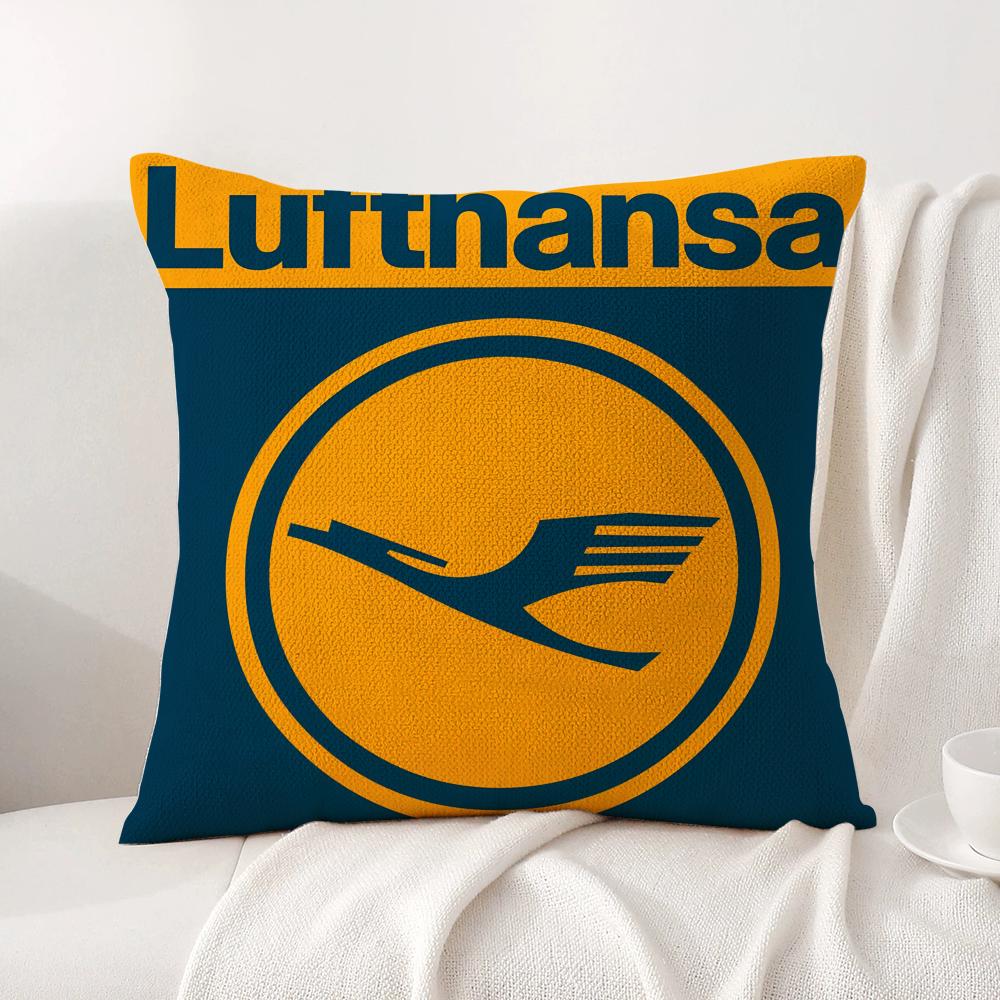 Классическая наволочка L-Lufthansas Airlines Натуральная льняная наволочка Двусторонняя наволочка для подушки Чехол для подушки для дивана Домашний декор Подарок