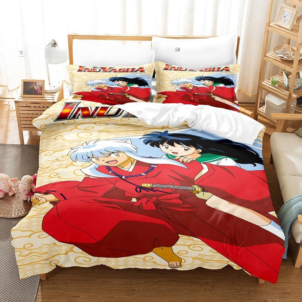 Новый модный комплект постельного белья Inuyasha, односпальная кровать, двуспальная кровать размера «king-size», комплект постельного белья для взрослых и детей, простыни и наволочки с 3D-аниме