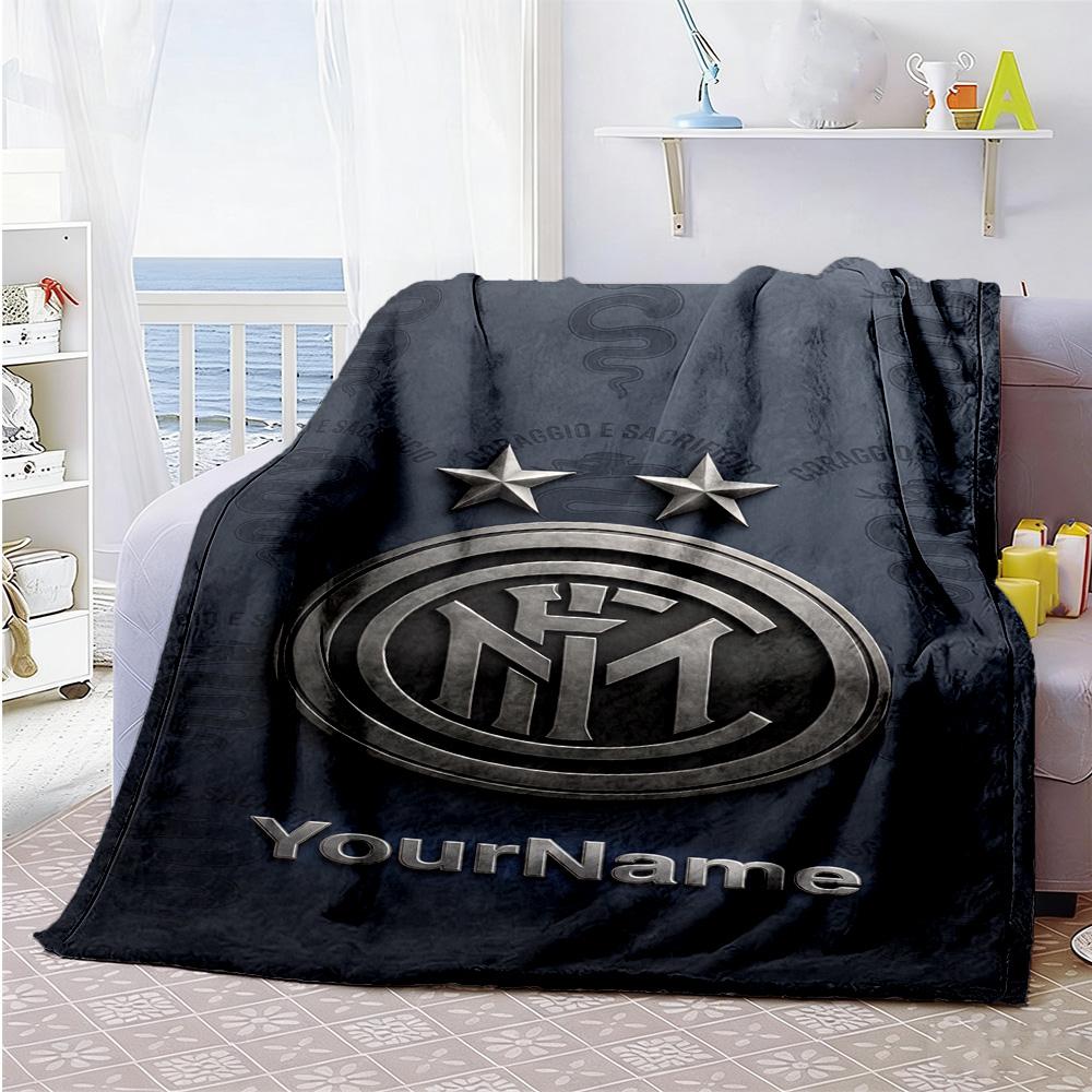Inter Milan Personalized Name Blanket Throw Customizable Blanket Durable Comfort for Nap Office Chair Picnics Bedding for All Occasions