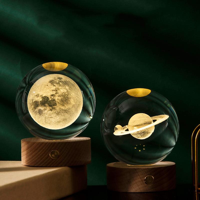 2024 6/8 см 3D хрустальный шар украшение астрономия солнечная система планеты луна астронавт светодиодные шары домашний снег стеклянный шар украшения