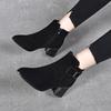 Fashion Boots Women's Boots 2025 Autumn and Winter New European and American Style Pointed Square Buckle Thick Heel Leather Boots Three Height Ankl