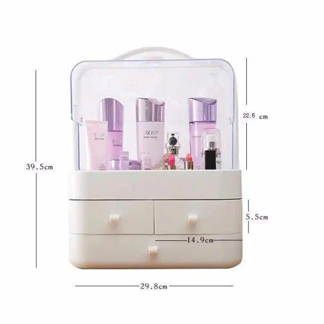 Trendy Dustproof Drawer-style Cosmetic Storage Box Desktop Organizer Skincare Products Comb Tabletop Makeup Holder Rack