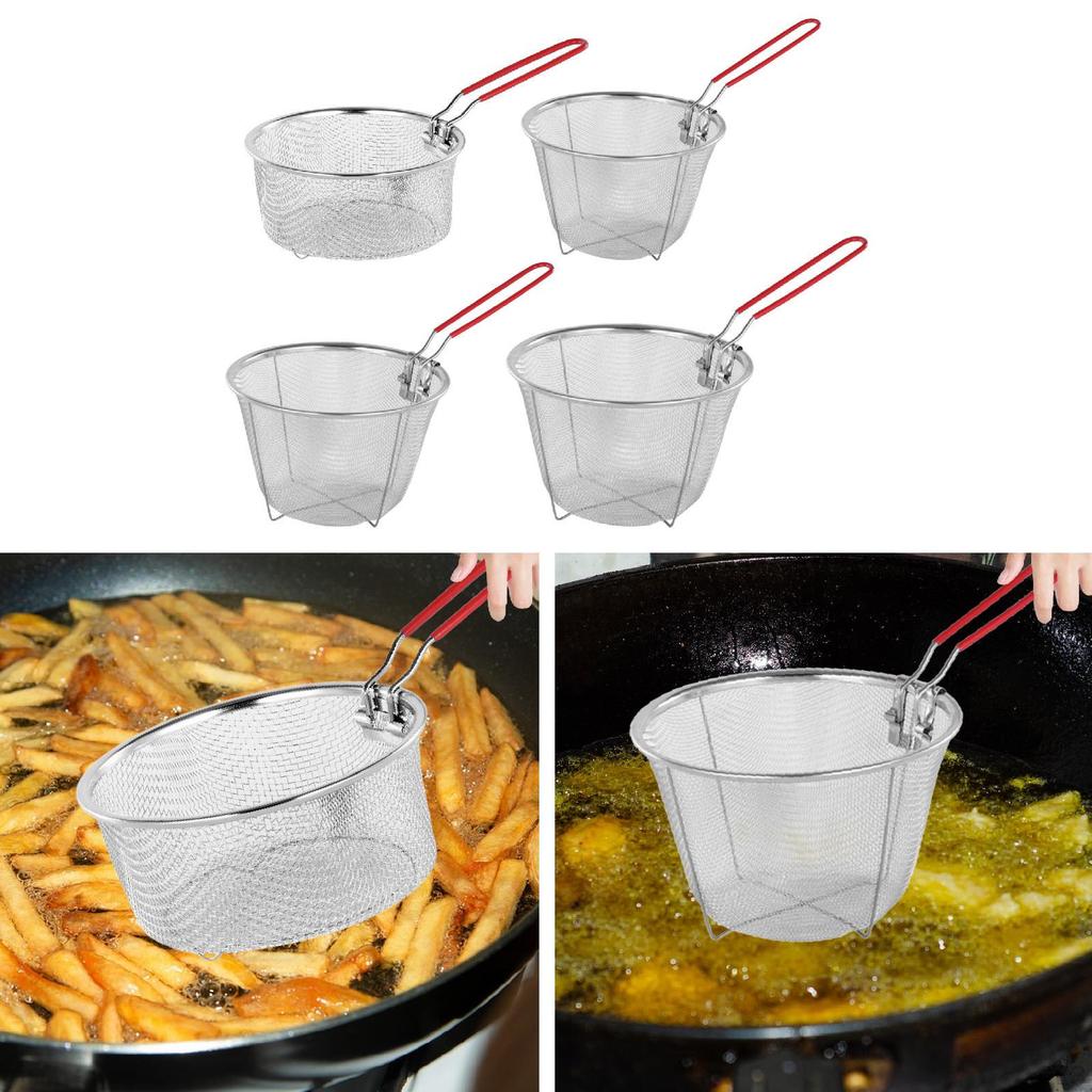 Deep Fry Basket In Stainless Steel for Kitchen Use, Wire Strainer