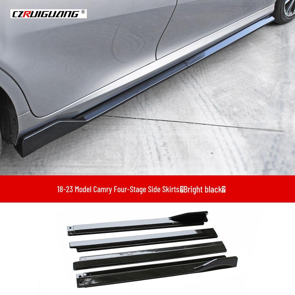 Обвес для Toyota Camry 8-го поколения 2018-2023: Пороги, Передний сплиттер, Губа, Боковой спойлер, Верхний спойлер.