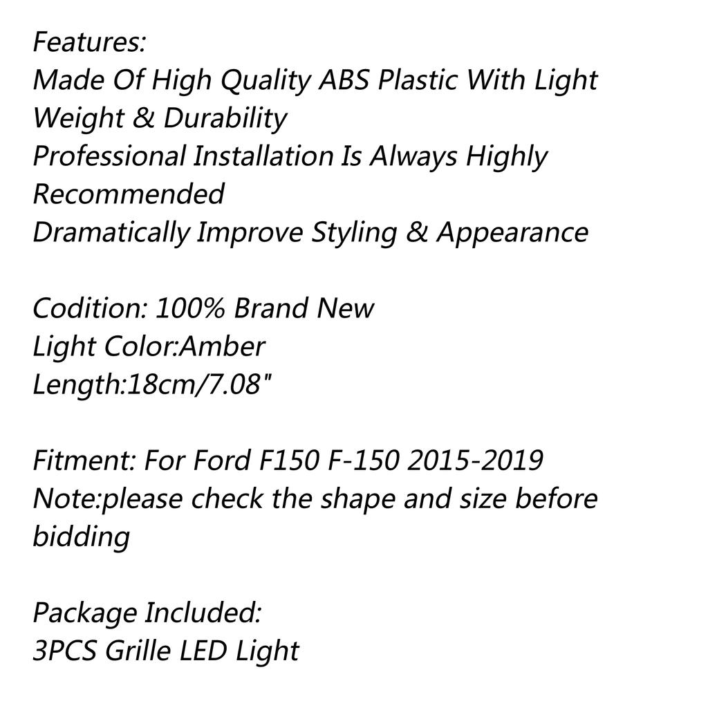 3 шт. светодиодный фонарь для решетки радиатора Ford F-150 Raptor Style F150 2015-2019 светодиодный янтарный фонарь для решетки радиатора автомобиля
