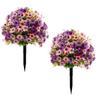 Artificial Violet Flower Stake Waterproof All Season Use Fake Flower Bush for Garden Yard Patio Porch Ornament