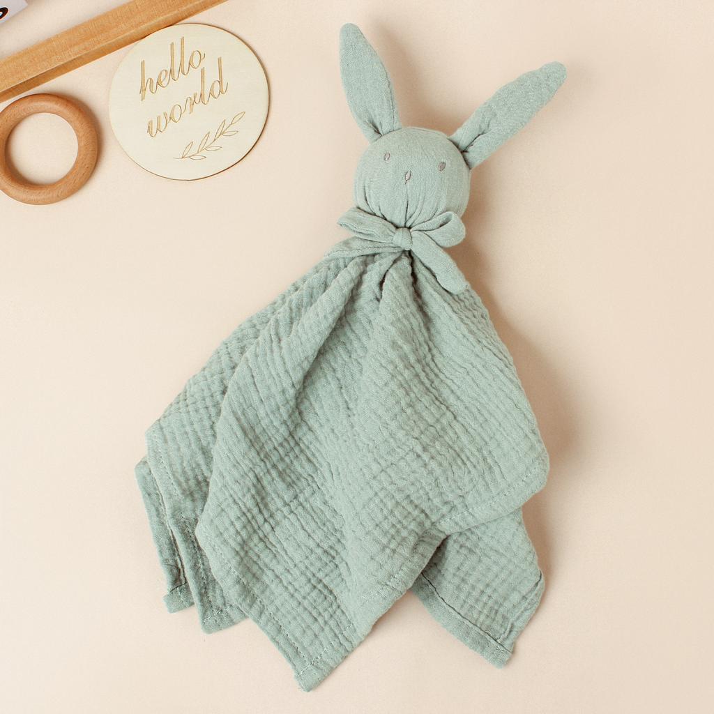 Baby Rabbit Square Comforter Towel Elegant Bow Decor Rabbit Square Blanket For Kids Cute Embroidery Infant Saliva Towel