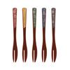 Daiwa Silky Fork SF-1, a Set of 5 Plastic Aizu-lacquered Red Cake Forks (5 Colors X 1 Each), Featuring a Modern Auspicious Motif. A Perfect Gift for a