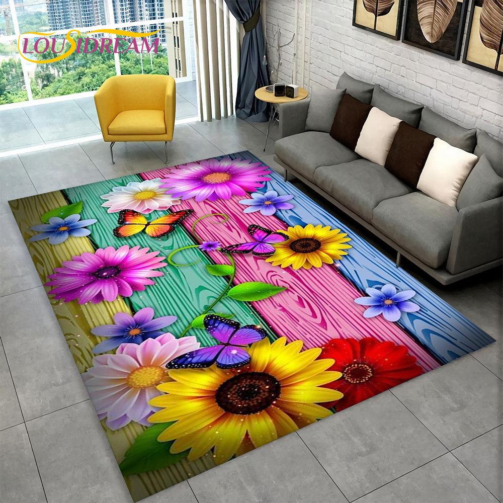 3D Nordic Luxury Flower Floral Area Rug Large, ковер для дома, гостиной, спальни, дивана, коврика для двери, декора, детские нескользящие коврики