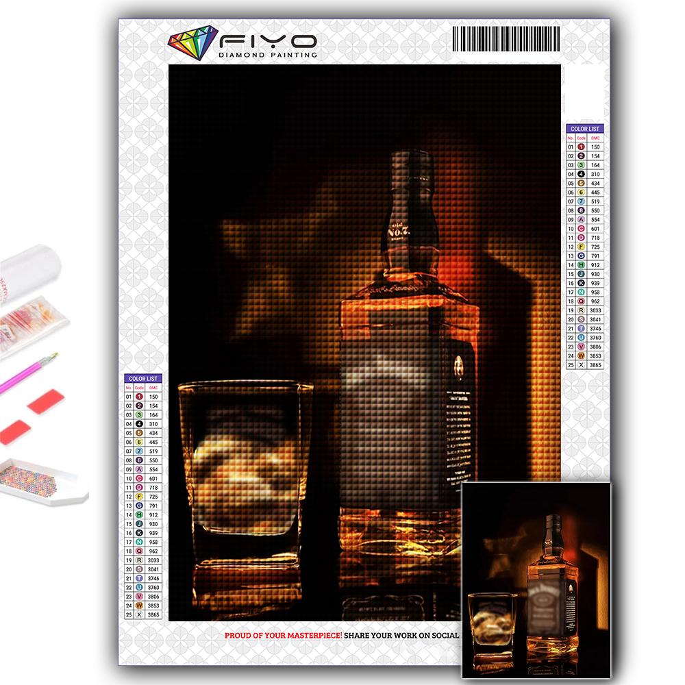 5D DIY Whiskey Cross Stitch Rhinestones Diamond Drawing Embroidery Mosaic Home Decor